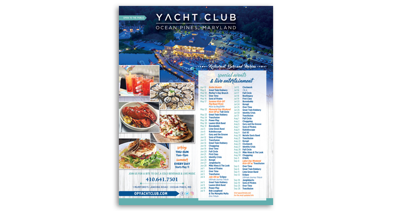 Ocean Pines Yacht Club ad design