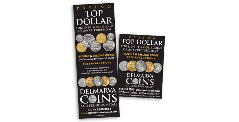 Delmarva Coins newspaper ad design