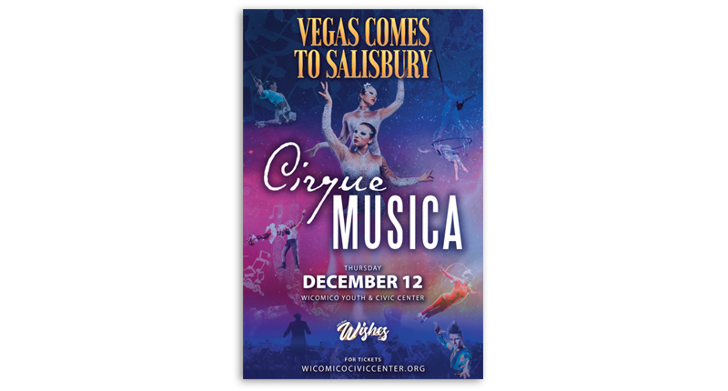 Cirque Musica Holiday Wishes poster design