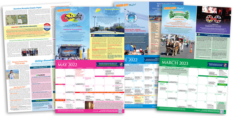 Town of Ocean City Newsletter and Community Calendar publication design interior pages
