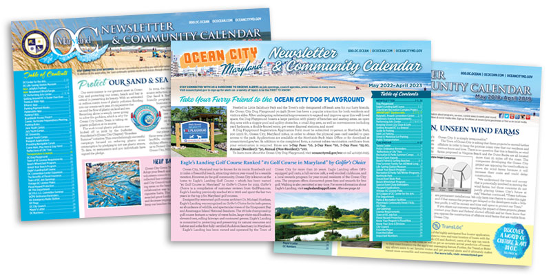 Town of Ocean City Newsletter and Community Calendar publication design