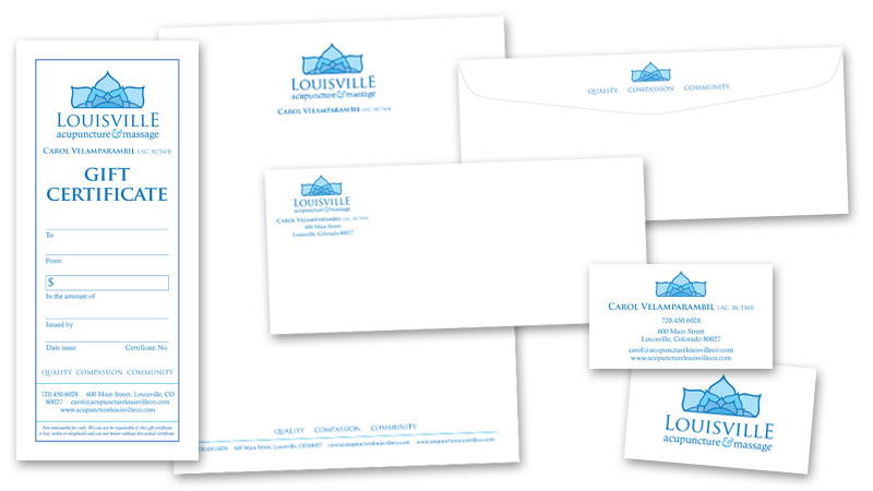 Louisville Acupuncture and Massage stationery design