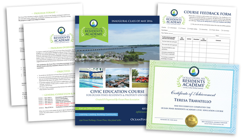 Ocean Pines Resident Academy welcome packet design